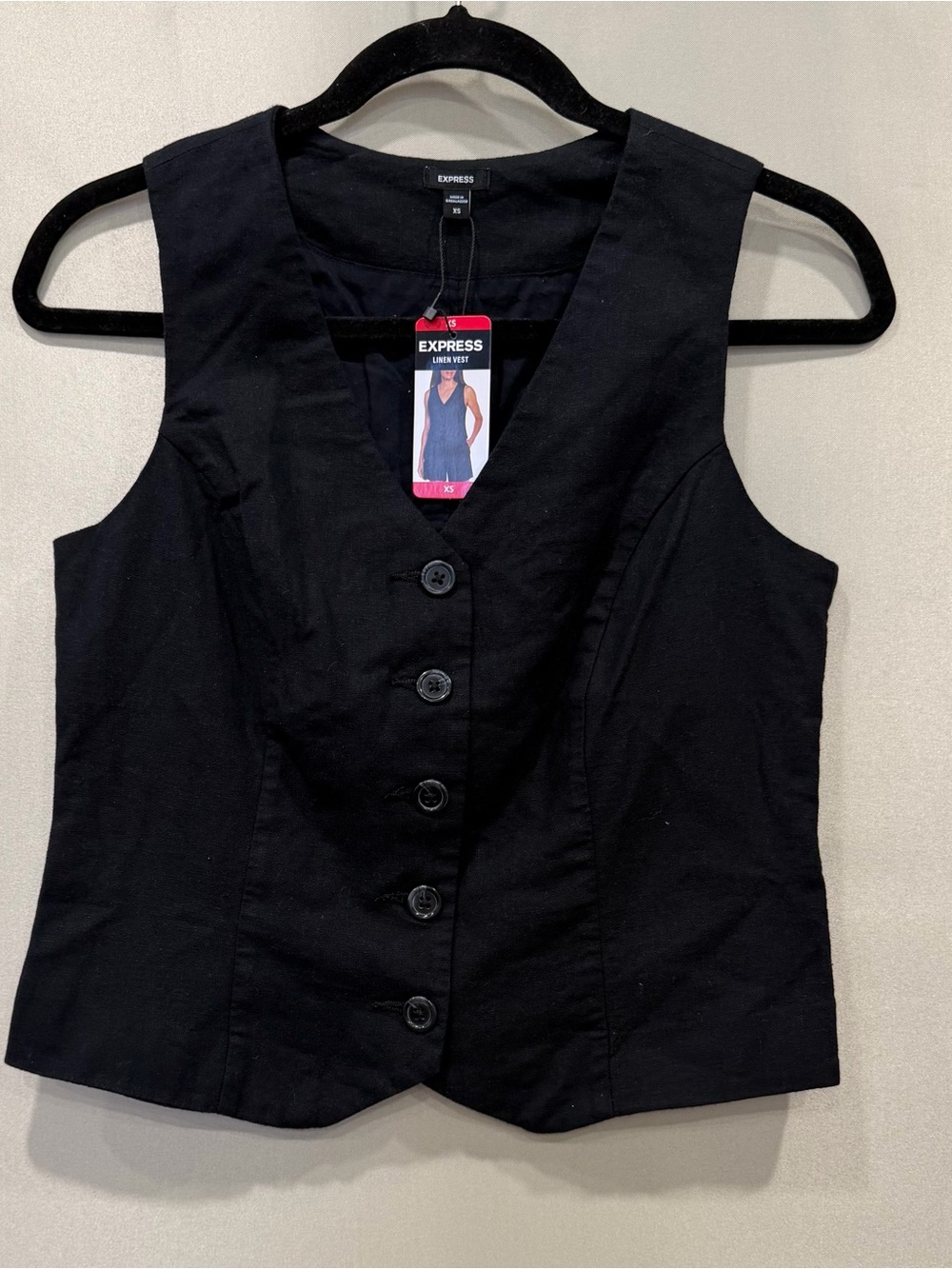 Express Black Button-Front Women's Vest